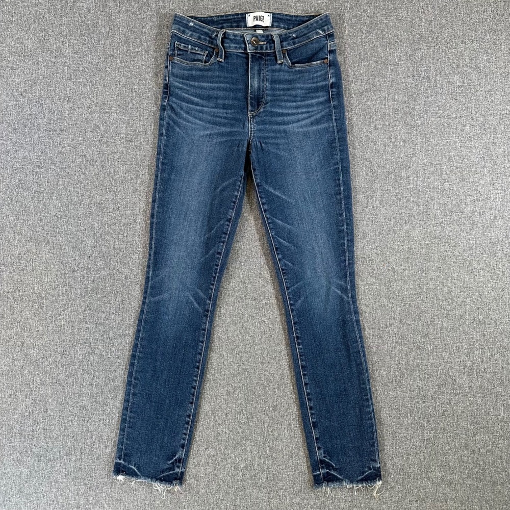 Paige Jeans Women 25 Hoxton Ankle Peg Riviera Blue Raw Hem 2566A98-5610
